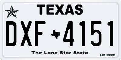 TX license plate DXF4151