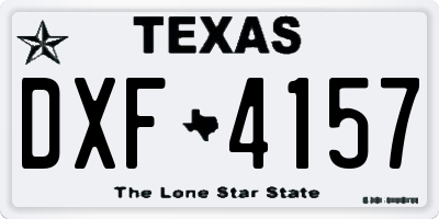 TX license plate DXF4157