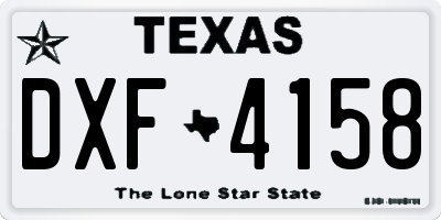 TX license plate DXF4158