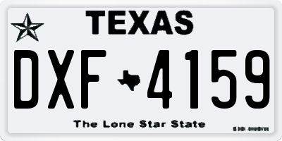 TX license plate DXF4159