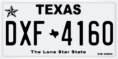 TX license plate DXF4160