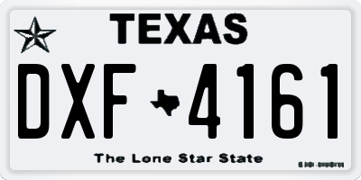 TX license plate DXF4161