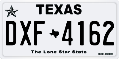 TX license plate DXF4162