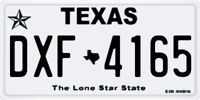 TX license plate DXF4165