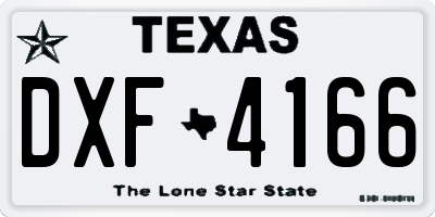 TX license plate DXF4166