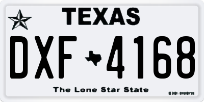 TX license plate DXF4168