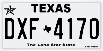 TX license plate DXF4170