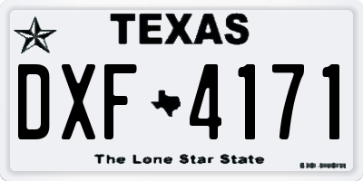 TX license plate DXF4171