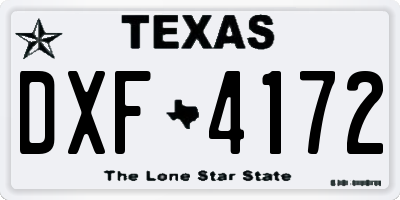 TX license plate DXF4172