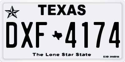 TX license plate DXF4174