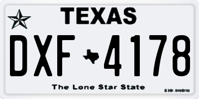 TX license plate DXF4178