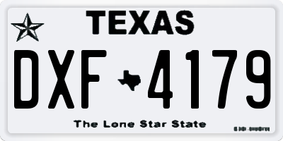 TX license plate DXF4179