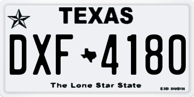 TX license plate DXF4180