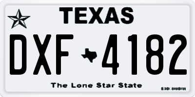 TX license plate DXF4182