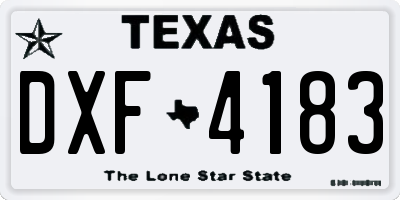 TX license plate DXF4183