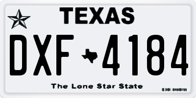 TX license plate DXF4184