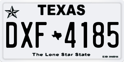 TX license plate DXF4185