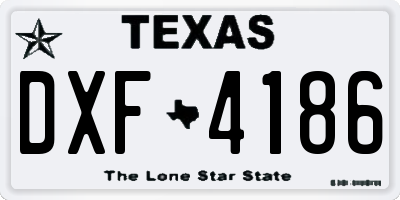 TX license plate DXF4186