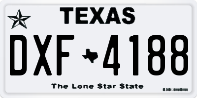 TX license plate DXF4188