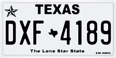 TX license plate DXF4189