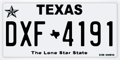 TX license plate DXF4191