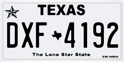 TX license plate DXF4192