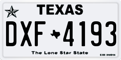 TX license plate DXF4193