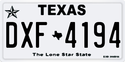 TX license plate DXF4194