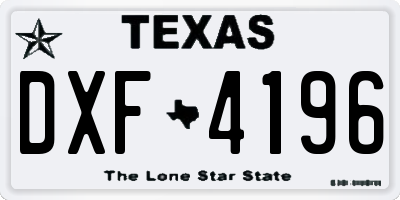 TX license plate DXF4196