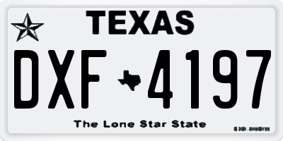 TX license plate DXF4197