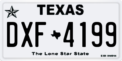 TX license plate DXF4199