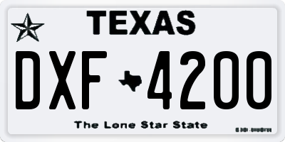 TX license plate DXF4200