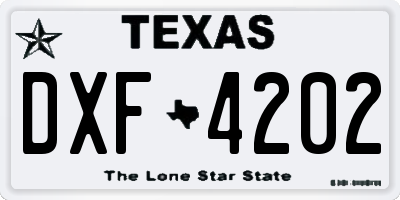 TX license plate DXF4202
