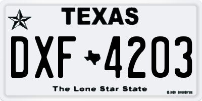TX license plate DXF4203