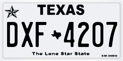 TX license plate DXF4207