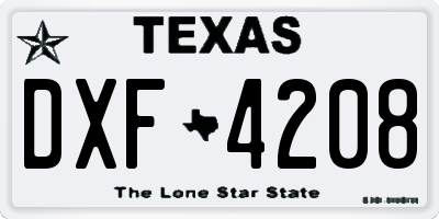 TX license plate DXF4208