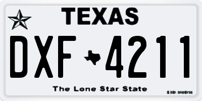 TX license plate DXF4211