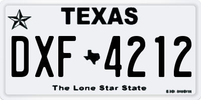 TX license plate DXF4212