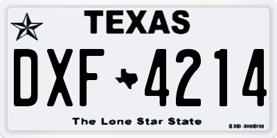 TX license plate DXF4214