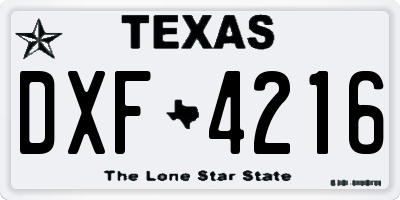 TX license plate DXF4216