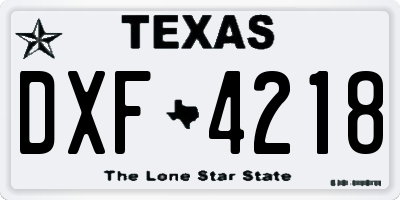 TX license plate DXF4218