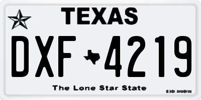 TX license plate DXF4219
