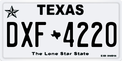 TX license plate DXF4220