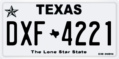 TX license plate DXF4221