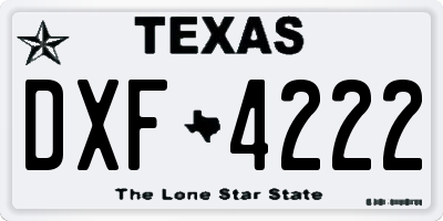 TX license plate DXF4222