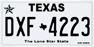 TX license plate DXF4223