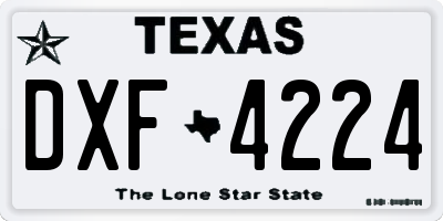 TX license plate DXF4224