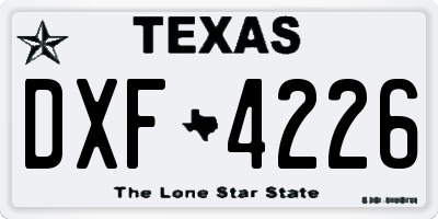 TX license plate DXF4226