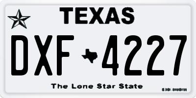 TX license plate DXF4227