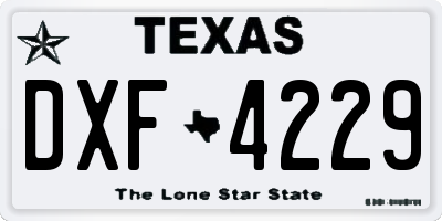 TX license plate DXF4229